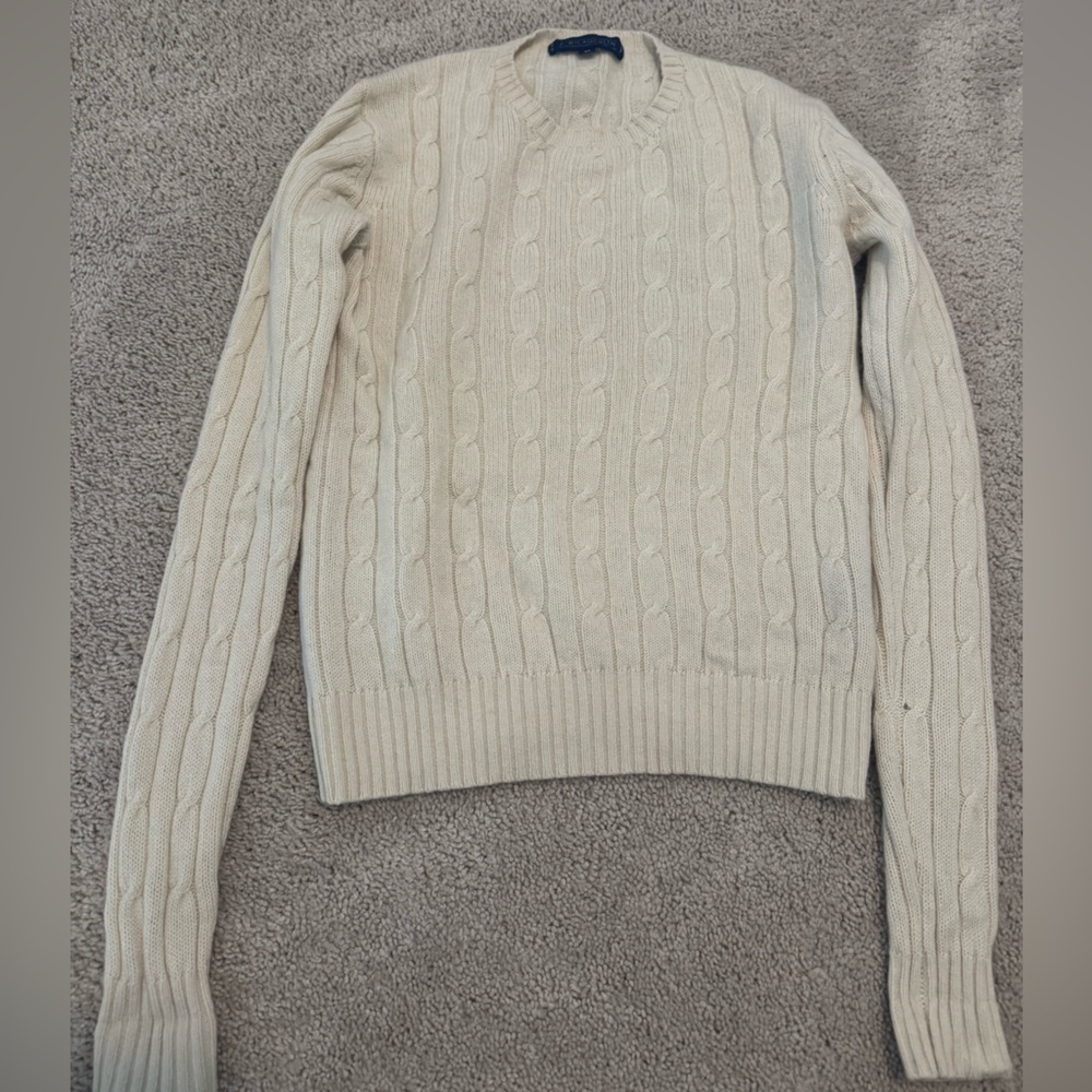 J. McLaughlin Cashmere Cable Knit Sweater in Cream